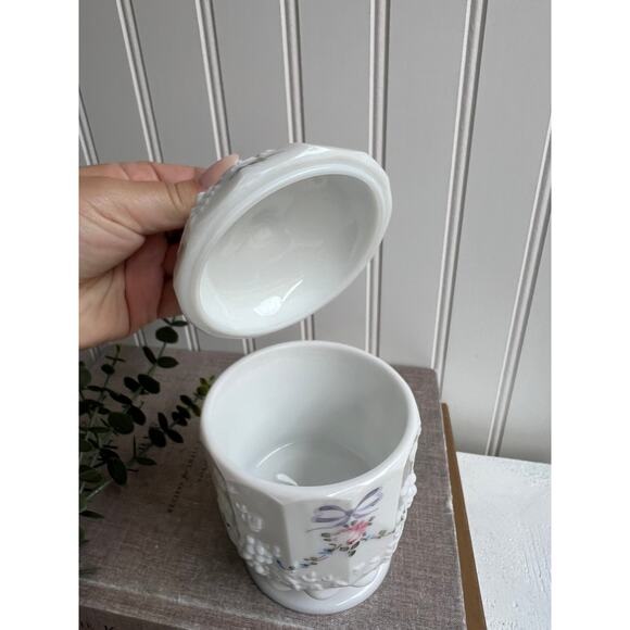 Vintage Milk Glass Painted Candy Dish Westmoreland Charleston Rose | Coquette - Picture 9 of 11